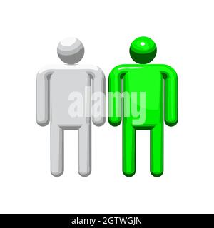Due figure di persone. Accordo di partenariato. Uomo grigio e verde. Illustrazione vettoriale Illustrazione Vettoriale