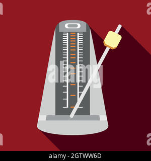 Icona metronomo, stile piatto Illustrazione Vettoriale