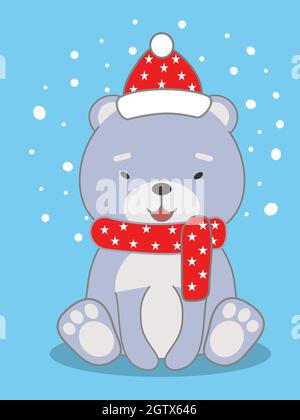 Carino carta di Natale con un cartoon orso polare Illustrazione Vettoriale