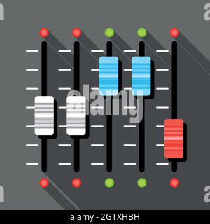 Mixer suono icona di pult, stile piatto Illustrazione Vettoriale