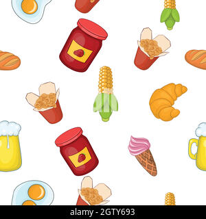 Il cibo spazzatura pattern, stile cartoon Illustrazione Vettoriale