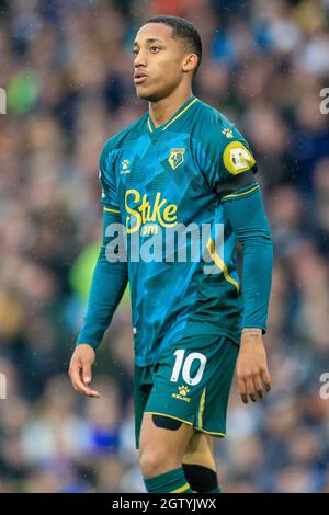 Leeds, Regno Unito. 2 ottobre 2021. Joao Pedro #10 di Watford durante la partita a Leeds, Regno Unito, il 10/2/2021. (Foto di James Heaton/News Images/Sipa USA) Credit: Sipa USA/Alamy Live News Foto Stock