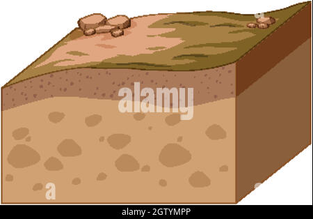 Strati di suolo isolato su sfondo bianco Illustrazione Vettoriale