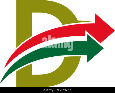 Freccia duello davanti lettera D icona disegno modello logo Illustrazione Vettoriale