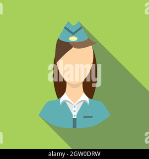 Icona di hostess, stile piatto Illustrazione Vettoriale