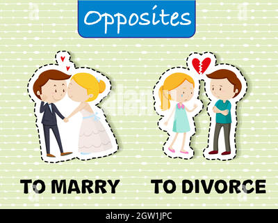 Parole opposte per sposarsi e divorziare Illustrazione Vettoriale