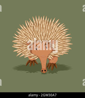 Piccolo hedgehog che cammina da solo Illustrazione Vettoriale