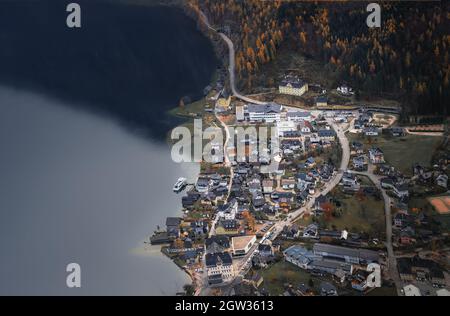 Veduta aerea di Hallstatt Lahn - Hallstatt, Austria Foto Stock