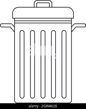 Cestino con coperchio, l'icona di stile di contorno Illustrazione Vettoriale