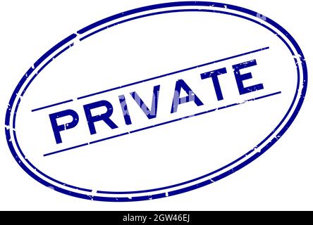 Grunge blu privato parola ovale guarnizione di gomma timbro su sfondo bianco Illustrazione Vettoriale