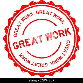 Grunge rosso grande parola di lavoro rotondo sigillo di gomma timbro su sfondo bianco Illustrazione Vettoriale