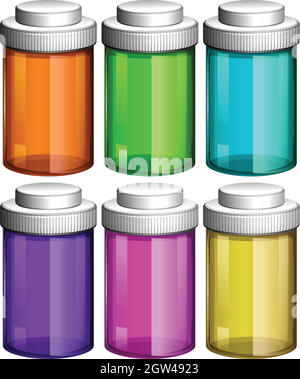 Bottiglie colorate trasparenti Illustrazione Vettoriale