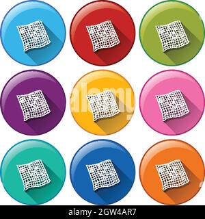 Un'icona rotonda con un materiale da campeggio Illustrazione Vettoriale