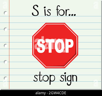 La lettera S della scheda flash è per il segnale di stop Illustrazione Vettoriale