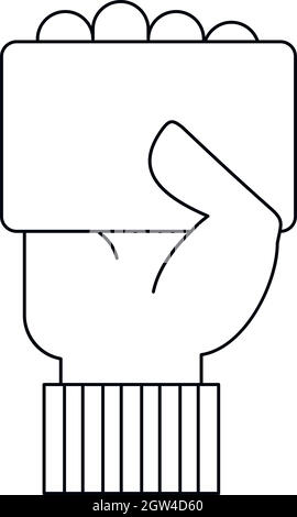 Arbitro mano tenendo la scheda, l'icona di stile di contorno Illustrazione Vettoriale