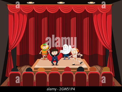 I bambini di eseguire sul palco Illustrazione Vettoriale