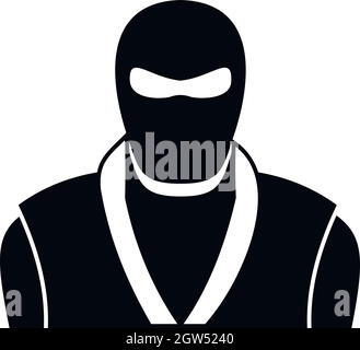 Ninja nella maschera nera icona, stile semplice Illustrazione Vettoriale