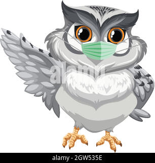 OWL personaggio cartoon indossare maschera Illustrazione Vettoriale