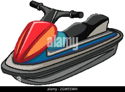 Moto d'acqua o jet boat in stile cartoon isolato su sfondo bianco Illustrazione Vettoriale