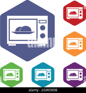 Forno a microonde set di icone Illustrazione Vettoriale