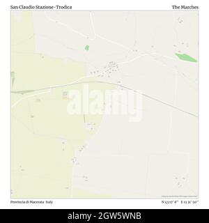 San Claudio Stazione-Trodica, Provincia di Macerata, Italia, Marche, N 43 17' 8'', e 13 31' 50''', mappa, Mappa senza tempo pubblicata nel 2021. Viaggiatori, esploratori e avventurieri come Florence Nightingale, David Livingstone, Ernest Shackleton, Lewis and Clark e Sherlock Holmes si sono affidati alle mappe per pianificare i viaggi verso gli angoli più remoti del mondo, Timeless Maps sta mappando la maggior parte delle località del mondo, mostrando il successo di grandi sogni Foto Stock