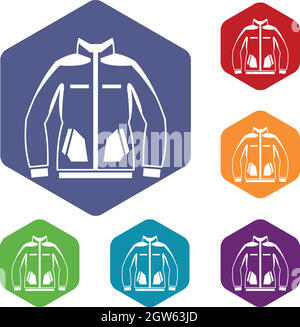 Gli uomini giacca invernale set di icone Illustrazione Vettoriale