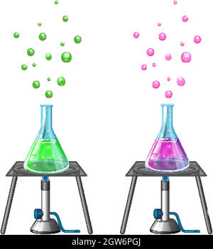 Esperimento scientifico con sostanze chimiche Illustrazione Vettoriale