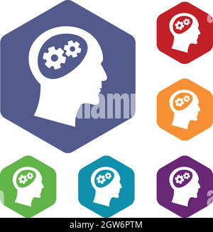 Marcia in testa set di icone Illustrazione Vettoriale