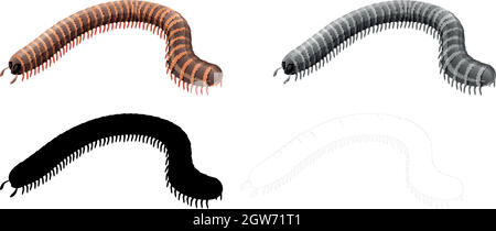 Set di caratteri millipede Illustrazione Vettoriale