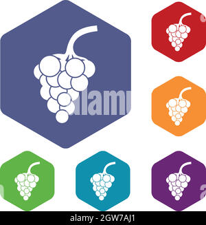 Ramo di uva set di icone Illustrazione Vettoriale
