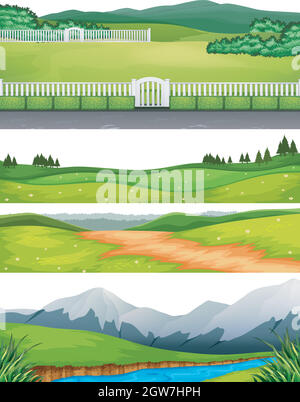 Set di diverse scene all'aperto Illustrazione Vettoriale