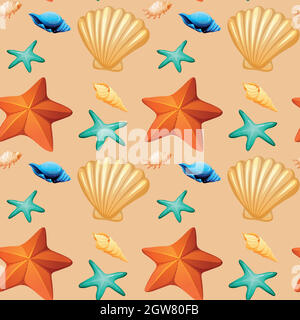 Elemento SEA su pattern senza giunture Illustrazione Vettoriale