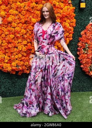 PACIFIC PALISADES, LOS ANGELES, CALIFORNIA, USA - OTTOBRE 02: L'attrice Lydia Hearst-Shaw arriva al Veuve Clicquot Polo Classic Los Angeles 2021 che si tiene al Will Rogers state Historic Park il 2 Ottobre 2021 a Pacific Palisades, Los Angeles, California, Stati Uniti. (Foto di Xavier Collin/Image Press Agency/Sipa USA) Foto Stock