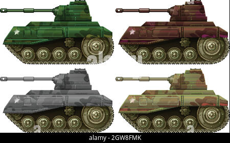 Quattro carri armati di combattimento Illustrazione Vettoriale
