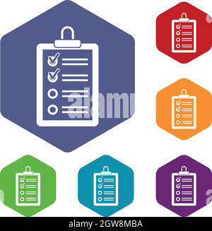 Appunti con la lista delle cose da fare di set di icone Illustrazione Vettoriale