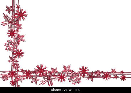 Sfondo natalizio astratto stella cornice rosso chiaro scuro isolato su bianco Natale motivo Foto Stock