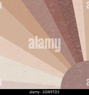 Il sole. Minimalista parete geometrica art. Paesaggio astratto per interni boho estetica. Rosa tenue, colori terracotta con tonalità senape. Sun vettore stampabile contemporaneo Illustrazione Vettoriale