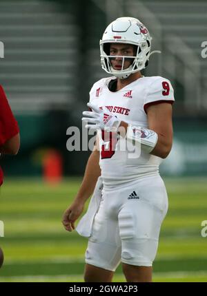 2 ottobre 2021 - Fresno state Bulldogs quarterback Jake Haener #9 durante una partita tra i Rainbow Warriors delle Hawaii e i Fresno state Bulldogs al T.C. Ching Complex a Honolulu, HI - Michael Sullivan/CSM Foto Stock