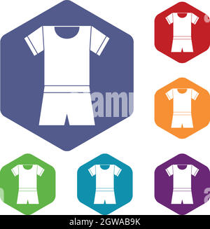 Sport Maglia e Pantaloncini set di icone Illustrazione Vettoriale