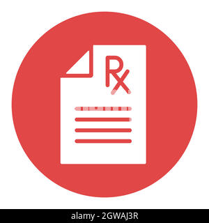 Prescrizione medica Rx vettore bianco glifo icona. Segnale medico Illustrazione Vettoriale