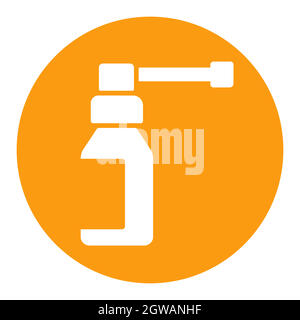 Icona glifo bianco del vettore spray medico. Segnale medico Illustrazione Vettoriale