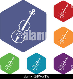 Set di icone violoncello Illustrazione Vettoriale