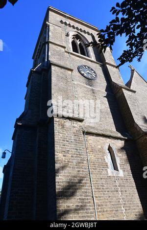 Ramsey St Marys Parish Church Tower, Huntingdonshire, Cambridgeshire, Regno Unito Foto Stock