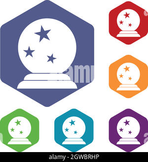 Magic ball icons set Illustrazione Vettoriale