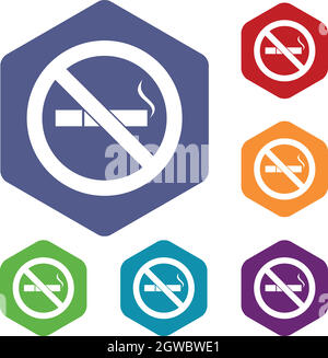 Vietato fumare set di icone Illustrazione Vettoriale
