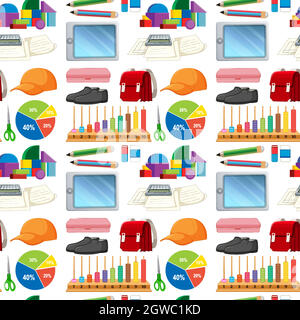 Design dello sfondo perfetto con gli articoli scolastici Illustrazione Vettoriale