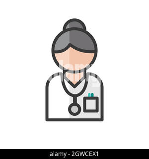 Avatar medico femminile. Carattere dei servizi di medicina. Utente del profilo, persona. Icona persone. Illustrazione vettoriale Illustrazione Vettoriale