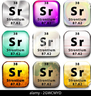 Un pulsante che mostra l'elemento chimico stronzio Illustrazione Vettoriale