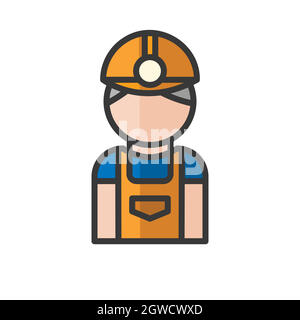 Avatar minatore. Uomo di lavoro. Utente del profilo, persona. Icona persone. Illustrazione vettoriale Illustrazione Vettoriale