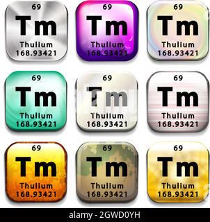 Un pulsante di tabella periodica che mostra il Thulium Illustrazione Vettoriale